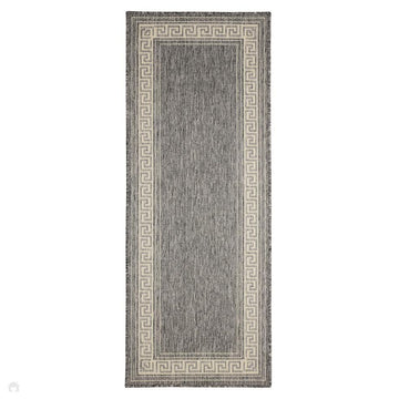 Flatweave Gel Greek Key Steel Grey Runner-Melrose-Rug Love - The Most Loved Rug Store